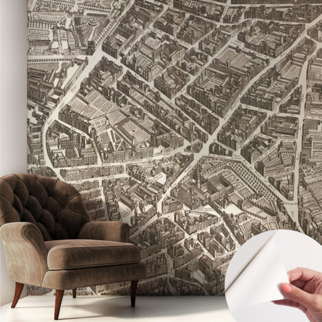 Tapete Selbstklebend - modernes Design - Wohnungsdeko - geruchslos - langlebig Städtisches Labyrinth 250x250 cm