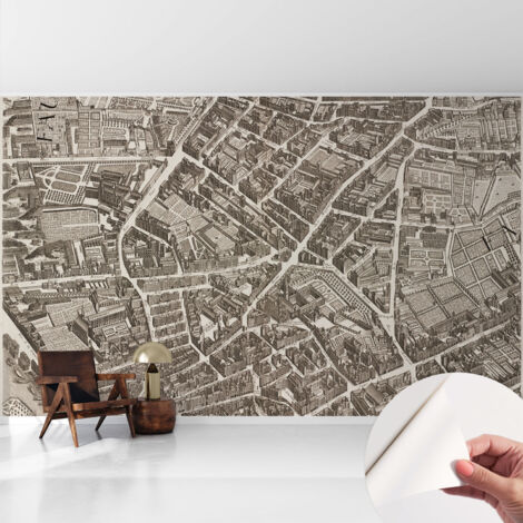 Tapete Selbstklebend - modernes Design - Wohnungsdeko - geruchslos - langlebig Städtisches Labyrinth 416x254 cm