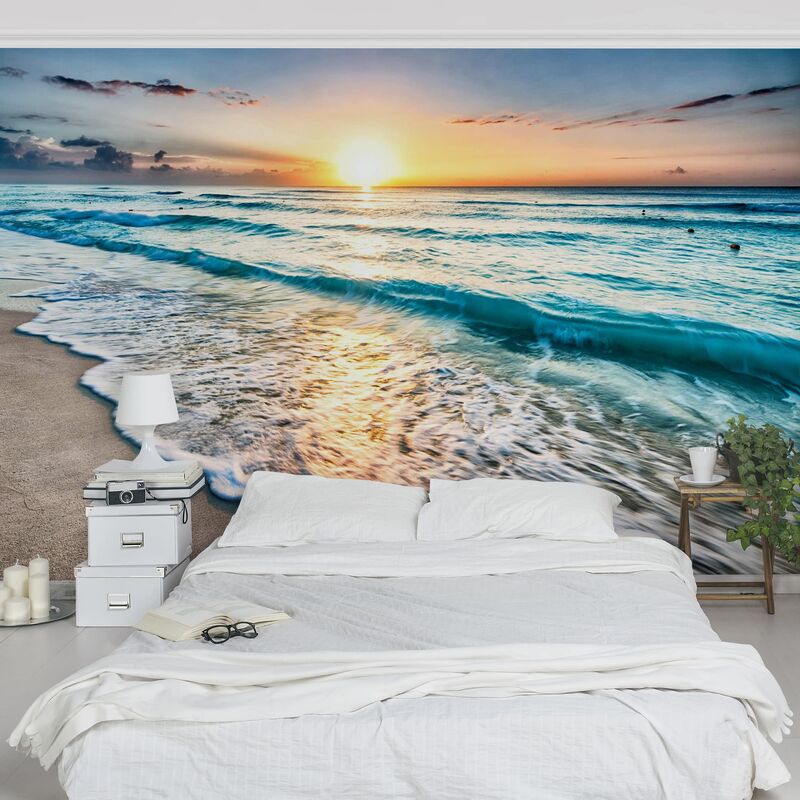Tapete selbstklebend - Sonnenuntergang am Strand - Fototapete Querformat Größe HxB: 320cm x 480cm