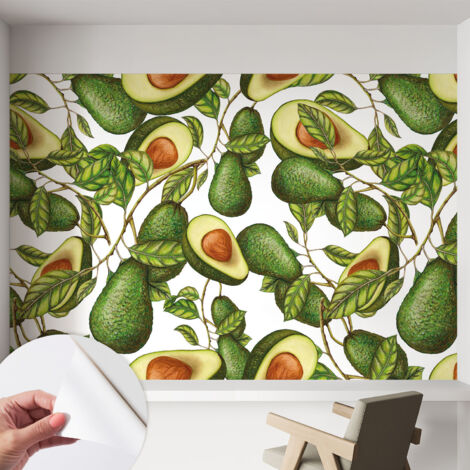 Tapete Selbstklebend - Wandtapete modern - Tapete mit Motiv - Tapete Schlafzimmer Avocado-Muster 152x104 cm