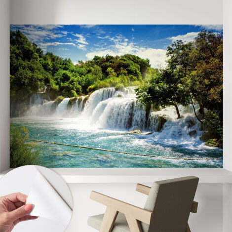 Tapete Selbstklebend - Wandtapete modern - Tapete mit Motiv - Tapete Schlafzimmer Beeindruckender Wasserfall 104x70 cm