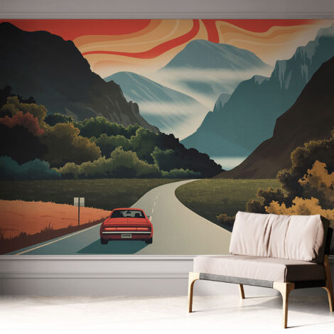 Tapete Selbstklebend - Wandtapete modern - Tapete mit Motiv - Tapete Schlafzimmer Bergabenteuer 312x219 cm