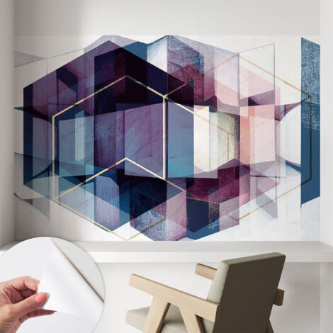 Tapete Selbstklebend - Wandtapete modern - Tapete mit Motiv - Tapete Schlafzimmer Geometrische Würfel 104x70 cm