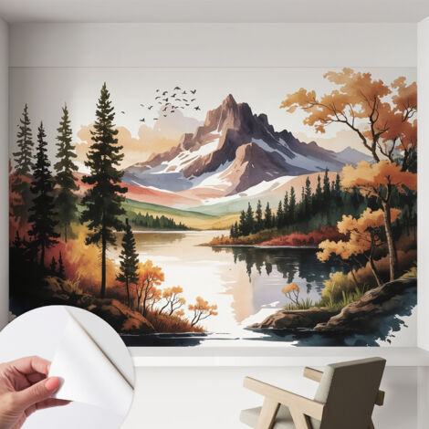 Tapete Selbstklebend - Wandtapete modern - Tapete mit Motiv - Tapete Schlafzimmer Herbst in den Bergen 152x104 cm