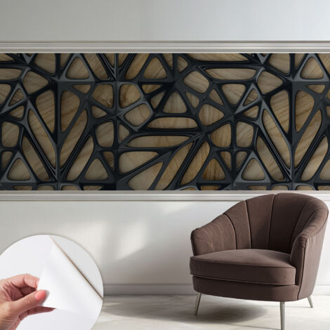 Tapete Selbstklebend - Wandtapete modern - Tapete mit Motiv - Tapete Schlafzimmer Holznetz 250x104 cm