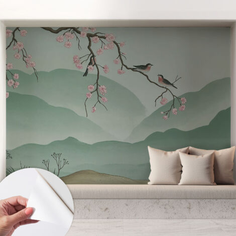 Tapete Selbstklebend - Wandtapete modern - Tapete mit Motiv - Tapete Schlafzimmer Japanische Serenade 208x146 cm