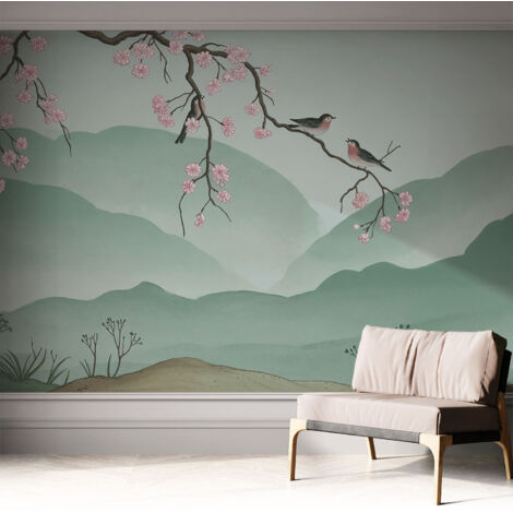 Tapete Selbstklebend - Wandtapete modern - Tapete mit Motiv - Tapete Schlafzimmer Japanische Serenade 312x219 cm
