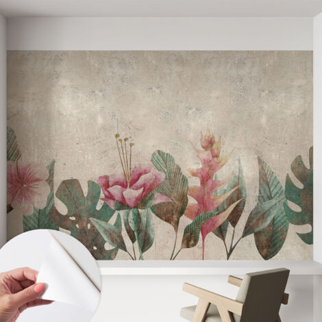 Tapete Selbstklebend - Wandtapete modern - Tapete mit Motiv - Tapete Schlafzimmer Zarte Flora 152x104 cm