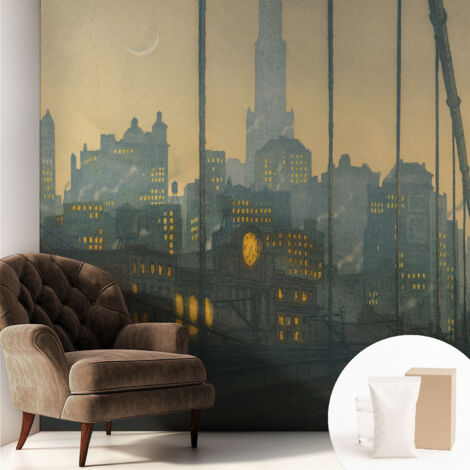 Tapete Tapete Vliestapete mit Kleber - Fototapete mit Motiv - Wandtapete modern - Wanddeko Abendliches Panorama 250x250 cm