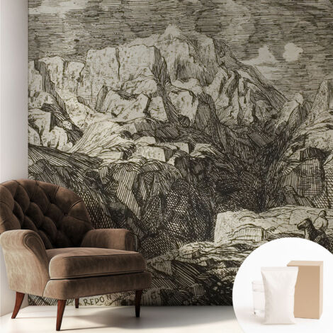 Tapete Tapete Vliestapete mit Kleber - Fototapete mit Motiv - Wandtapete modern - Wanddeko Berglandschaft 250x250 cm