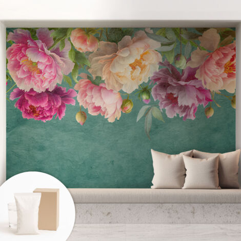 Tapete Tapete Vliestapete mit Kleber - Fototapete mit Motiv - Wandtapete modern - Wanddeko Blumige Eleganz 208x146 cm