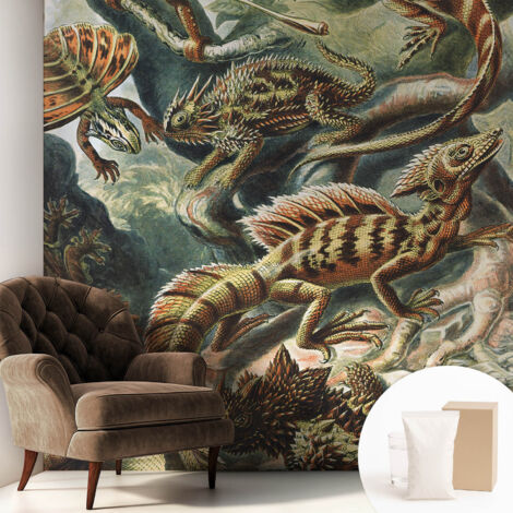 Tapete Tapete Vliestapete mit Kleber - Fototapete mit Motiv - Wandtapete modern - Wanddeko Exotische Reptilien 250x250 cm