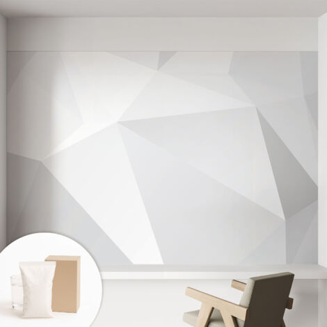 Tapete Tapete Vliestapete mit Kleber - Fototapete mit Motiv - Wandtapete modern - Wanddeko Graue Dreiecke 152x104 cm