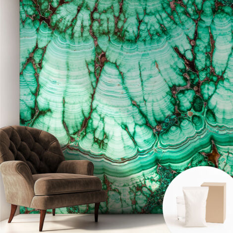 Tapete Tapete Vliestapete mit Kleber - Fototapete mit Motiv - Wandtapete modern - Wanddeko Grüne Muster 250x250 cm