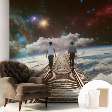 Tapete Tapete Vliestapete mit Kleber - Fototapete mit Motiv - Wandtapete modern - Wanddeko Kosmische Reise 250x250 cm
