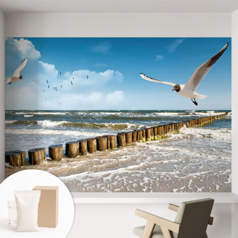 Tapete Tapete Vliestapete mit Kleber - Fototapete mit Motiv - Wandtapete modern - Wanddeko Küstenlandschaft 152x104 cm