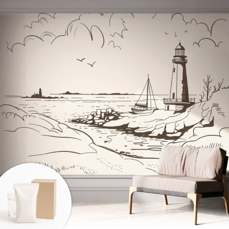 Tapete Tapete Vliestapete mit Kleber - Fototapete mit Motiv - Wandtapete modern - Wanddeko Küstenlandschaft 312x219 cm
