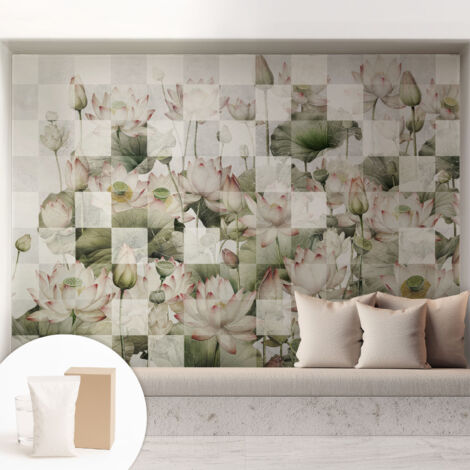 Tapete Tapete Vliestapete mit Kleber - Fototapete mit Motiv - Wandtapete modern - Wanddeko Lotusmuster 208x146 cm
