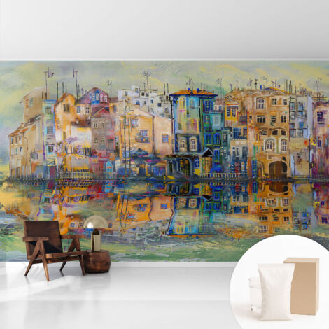 Tapete Tapete Vliestapete mit Kleber - Fototapete mit Motiv - Wandtapete modern - Wanddeko Magische Stadt 416x254 cm