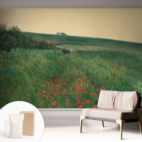 Tapete Tapete Vliestapete mit Kleber - Fototapete mit Motiv - Wandtapete modern - Wanddeko Mohnfelder 312x219 cm