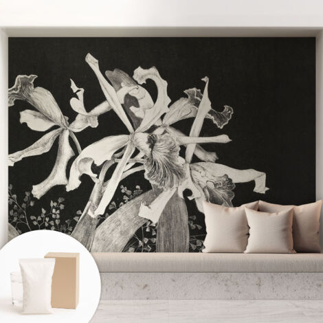 Tapete Tapete Vliestapete mit Kleber - Fototapete mit Motiv - Wandtapete modern - Wanddeko Orchideenillustration 208x146 cm
