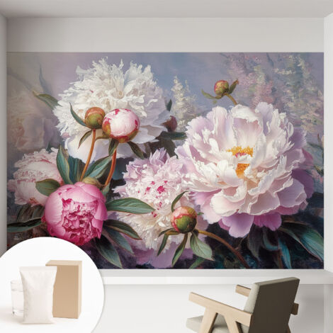 Tapete Tapete Vliestapete mit Kleber - Fototapete mit Motiv - Wandtapete modern - Wanddeko Pfingstrosenstrauß 152x104 cm