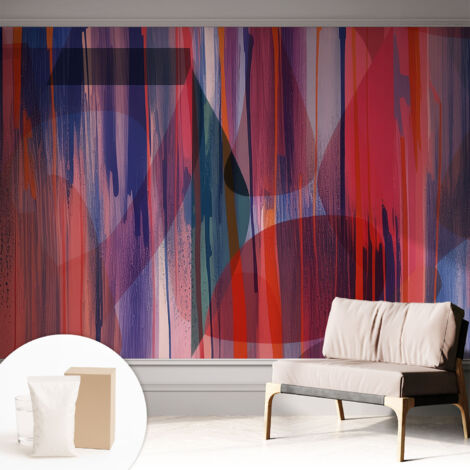Tapete Tapete Vliestapete mit Kleber - Fototapete mit Motiv - Wandtapete modern - Wanddeko Regenbogenstreifen 312x219 cm