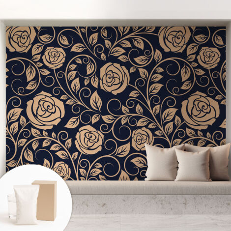 Tapete Tapete Vliestapete mit Kleber - Fototapete mit Motiv - Wandtapete modern - Wanddeko Romantische Blumen 208x146 cm