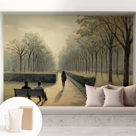 Tapete Tapete Vliestapete mit Kleber - Fototapete mit Motiv - Wandtapete modern - Wanddeko Ruhe im Park 208x146 cm