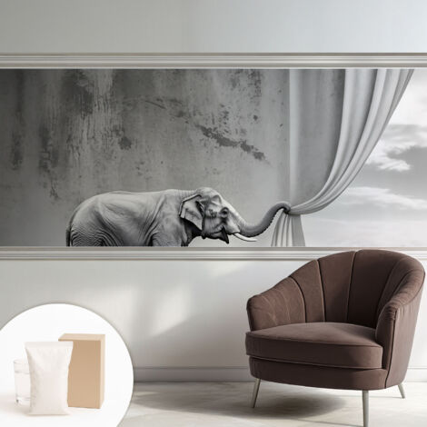 Tapete Tapete Vliestapete mit Kleber - Fototapete mit Motiv - Wandtapete modern - Wanddeko Surrealistischer Elefant 250x104 cm