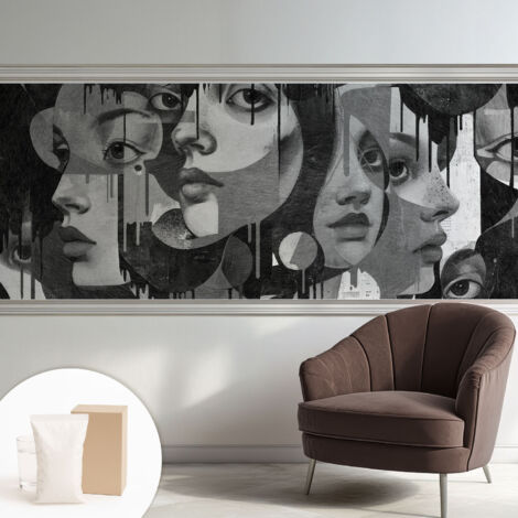 Tapete Tapete Vliestapete mit Kleber - Fototapete mit Motiv - Wandtapete modern - Wanddeko Weibliche Gesichter 250x104 cm