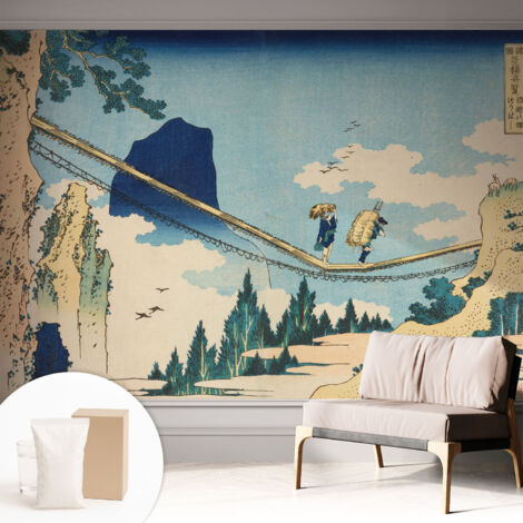 Tapete Vliestapete mit Kleber - abwaschbar - Arbeitszimmer - Esszimmer- Top Qualität Bergbrücke 312x219 cm