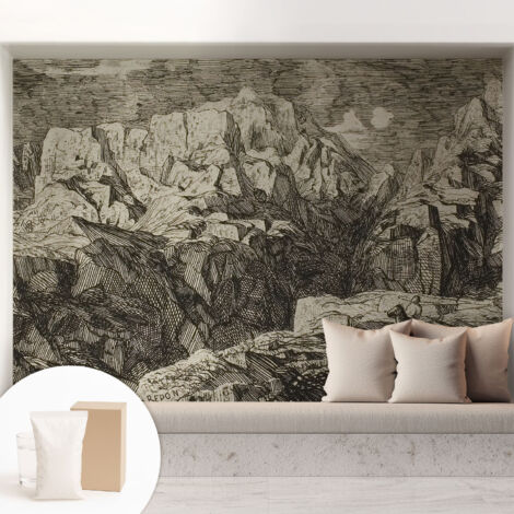 Tapete Vliestapete mit Kleber - abwaschbar - Arbeitszimmer - Esszimmer- Top Qualität Berglandschaft 208x146 cm