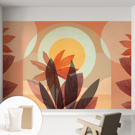 Tapete Vliestapete mit Kleber - abwaschbar - Arbeitszimmer - Esszimmer- Top Qualität Blumenabstraktion 152x104 cm