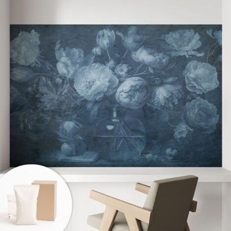 Tapete Vliestapete mit Kleber - abwaschbar - Arbeitszimmer - Esszimmer- Top Qualität Blumenarrangement 104x70 cm
