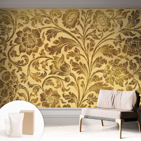 Tapete Vliestapete mit Kleber - abwaschbar - Arbeitszimmer - Esszimmer- Top Qualität Blumiges Muster 312x219 cm