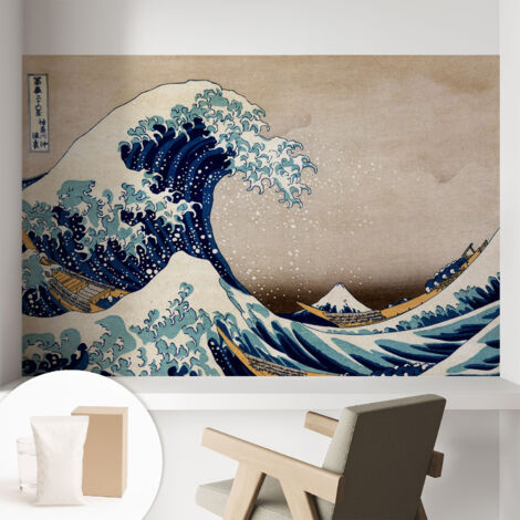 Tapete Vliestapete mit Kleber - abwaschbar - Arbeitszimmer - Esszimmer- Top Qualität Dramatische Welle 104x70 cm