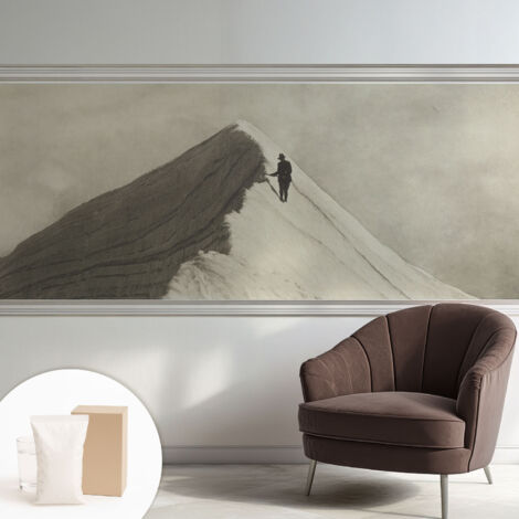 Tapete Vliestapete mit Kleber - abwaschbar - Arbeitszimmer - Esszimmer- Top Qualität Einsamer Kletterer 250x104 cm
