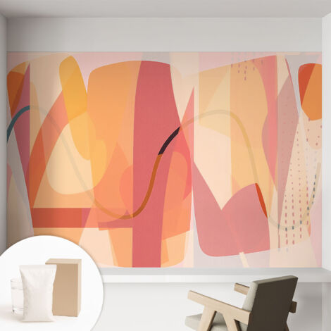 Tapete Vliestapete mit Kleber - abwaschbar - Arbeitszimmer - Esszimmer- Top Qualität Farbenfrohe Abstraktion 152x104 cm