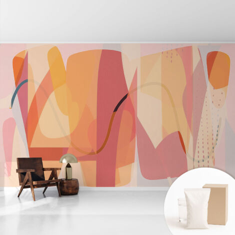 Tapete Vliestapete mit Kleber - abwaschbar - Arbeitszimmer - Esszimmer- Top Qualität Farbenfrohe Abstraktion 416x254 cm
