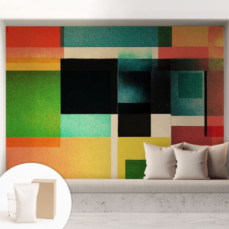 Tapete Vliestapete mit Kleber - abwaschbar - Arbeitszimmer - Esszimmer- Top Qualität Geometrische Abstraktion 208x146 cm