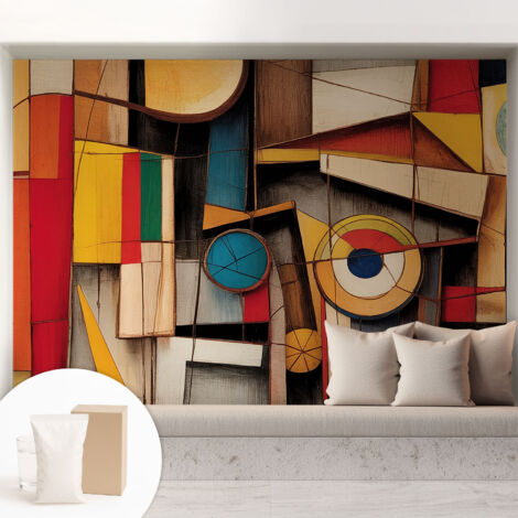 Tapete Vliestapete mit Kleber - abwaschbar - Arbeitszimmer - Esszimmer- Top Qualität Geometrische Muster 208x146 cm