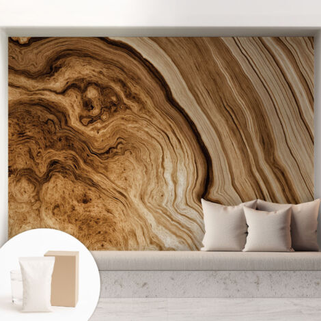 Tapete Vliestapete mit Kleber - abwaschbar - Arbeitszimmer - Esszimmer- Top Qualität Holzmaserung 208x146 cm