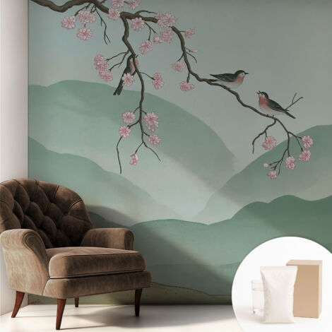 Tapete Vliestapete mit Kleber - abwaschbar - Arbeitszimmer - Esszimmer- Top Qualität Japanische Serenade 250x250 cm