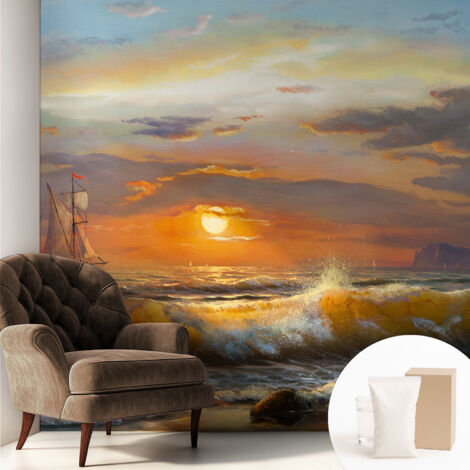Tapete Vliestapete mit Kleber - abwaschbar - Arbeitszimmer - Esszimmer- Top Qualität Meerespanorama 250x250 cm