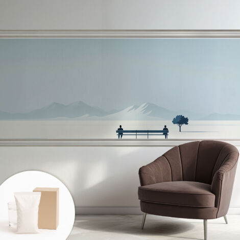 Tapete Vliestapete mit Kleber - abwaschbar - Arbeitszimmer - Esszimmer- Top Qualität Minimalistische Landschaft 250x104 cm