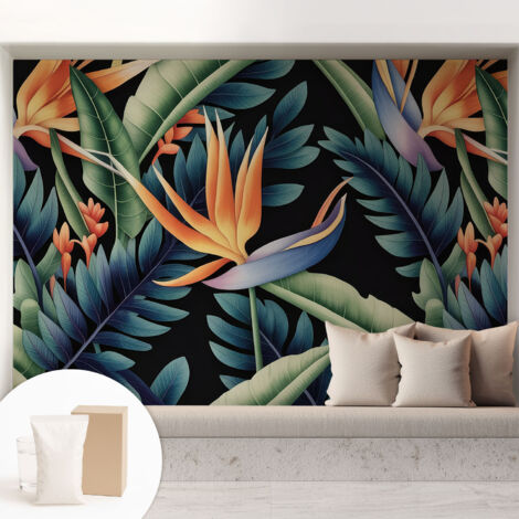 Tapete Vliestapete mit Kleber - abwaschbar - Arbeitszimmer - Esszimmer- Top Qualität Paradiesisches Motiv 208x146 cm