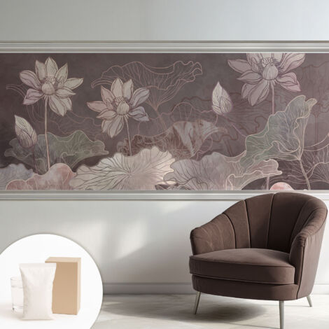 Tapete Vliestapete mit Kleber - abwaschbar - Arbeitszimmer - Esszimmer- Top Qualität Ruhige Botanik 250x104 cm