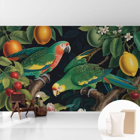 Tapete Vliestapete mit Kleber - abwaschbar - Arbeitszimmer - Esszimmer- Top Qualität Tropisches Abenteuer 416x254 cm