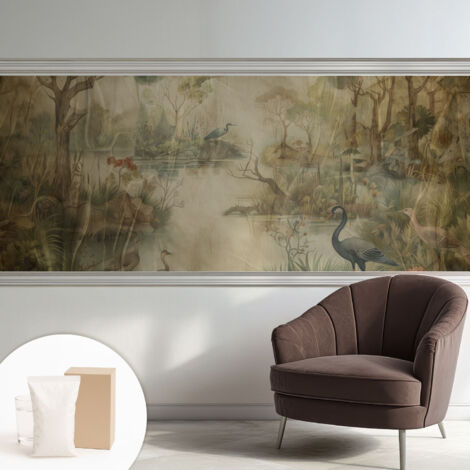 Tapete Vliestapete mit Kleber - abwaschbar - Arbeitszimmer - Esszimmer- Top Qualität Waldszene 250x104 cm